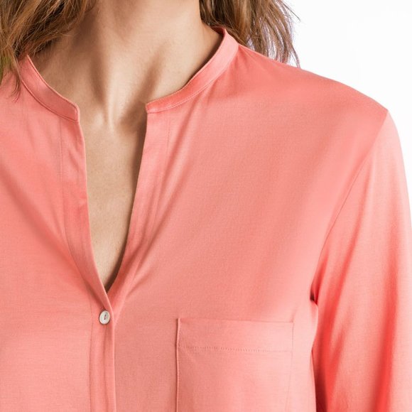 NewWT HANRO %100 COTTON DELUXE LONG SLV BUTTON FRONT PAJAMA L Made in Portugal - Picture 9 of 10